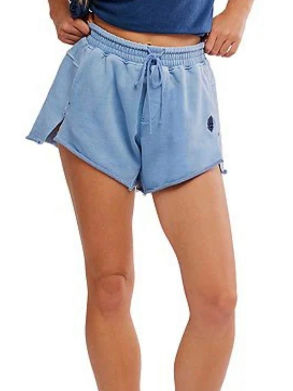 Free People Knockout Slate Blue Drawstring Athletic Shorts